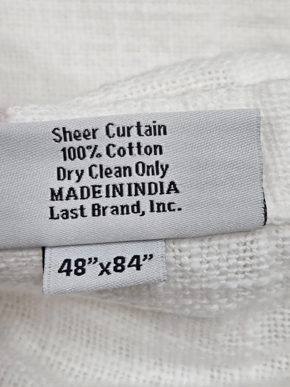 QUINCE Set Of 2 48x84 Cotton Sheer Curtains White 0765